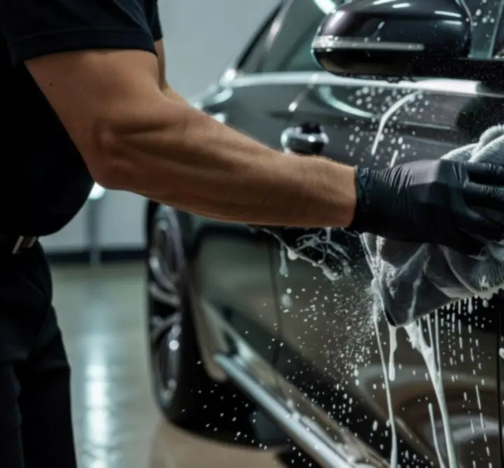 Külső autómosás folyamatban a Shine Car Studióban