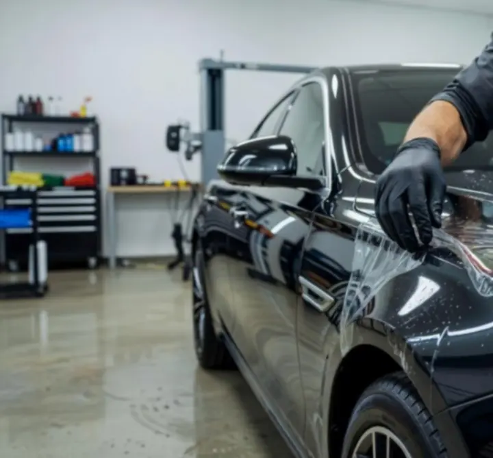 Fényezésvédő fólia pontos felhelyezése egy autó motorháztetejére